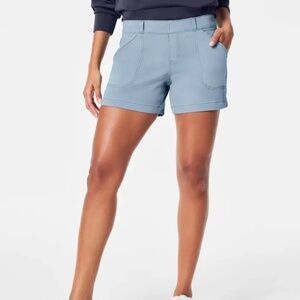 Spanx 4" Stretch Twill Shorts Sz Small NWT Blue